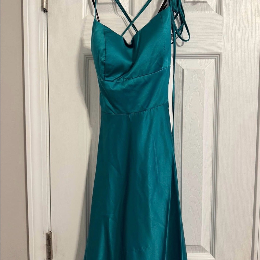 Chic Teal Strappy Mini Dress